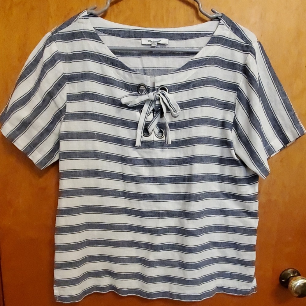 Madewell Striped Lace-up Top - Sz. S